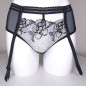 Black Leopard: Sheer Lace Garter Belt-Thong for Men