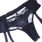 Black Leopard: Sheer Lace Garter Belt-Thong for Men