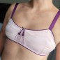 All-Satin: Light Pink Men's Bra with Purple Trimmings