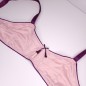 All-Satin: Light Pink Men's Bra with Purple Trimmings