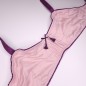 All-Satin: Light Pink Men's Bra with Purple Trimmings