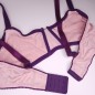 All-Satin: Light Pink Men's Bra with Purple Trimmings