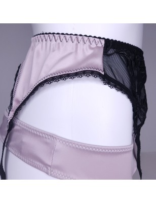 Flirty Pink Satin & Lace: Crossdressing Lingerie Sets XXXXL. Satin Garter Belt to Match Dirty Pink Panties and a Bra.