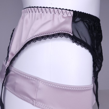 Flirty Pink Satin & Lace: Crossdressing Lingerie Sets XXXXL. Satin Garter Belt to Match Dirty Pink Panties and a Bra.