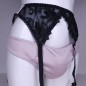 Flirty Pink Satin & Lace: Crossdressing Lingerie Sets XXXXL. Satin Garter Belt to Match Dirty Pink Panties and a Bra.