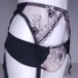 Noir Allure: Black Satin Mesh Men's Sissy Garter Belt. Sissy Lingerie for Men.