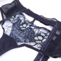 Black Leopard: Sexy sheer lace garter belt thongs  for men. Green black lingerie for men