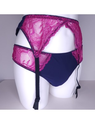 Twilight Harmony: Crossdresser Matching Lingerie Sets, Men's Purple Garter Belt. Sissy Lingerie for Men.