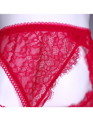 Crimson Elegance: Red Sissy Garter Belt for Men. Mesh Lace Sissy Lingerie for Men.